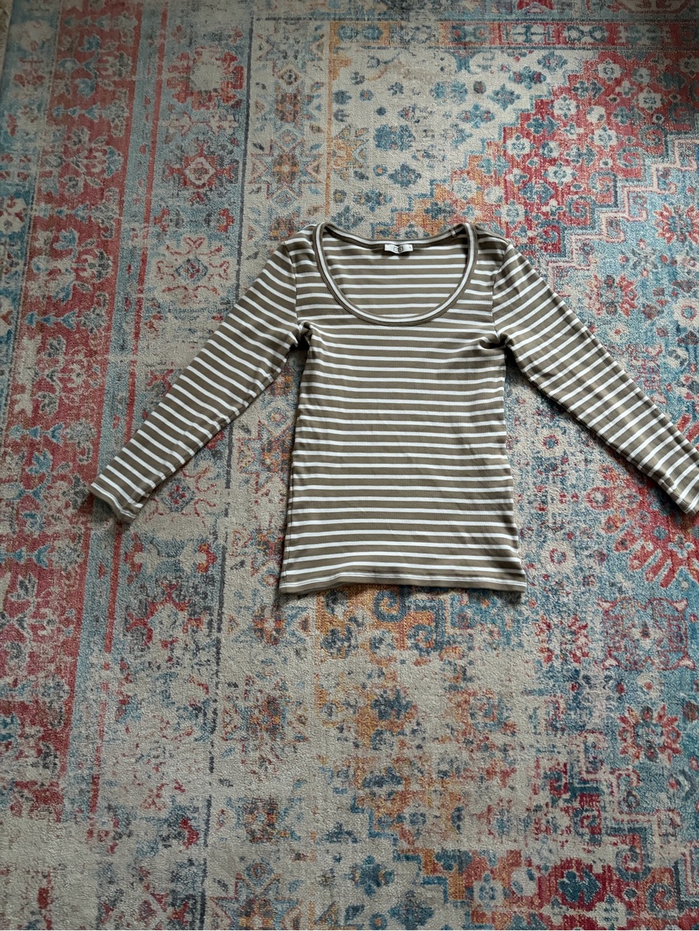 AYR Open Ended ribbed jersey striped pima cotton scoopneck tee